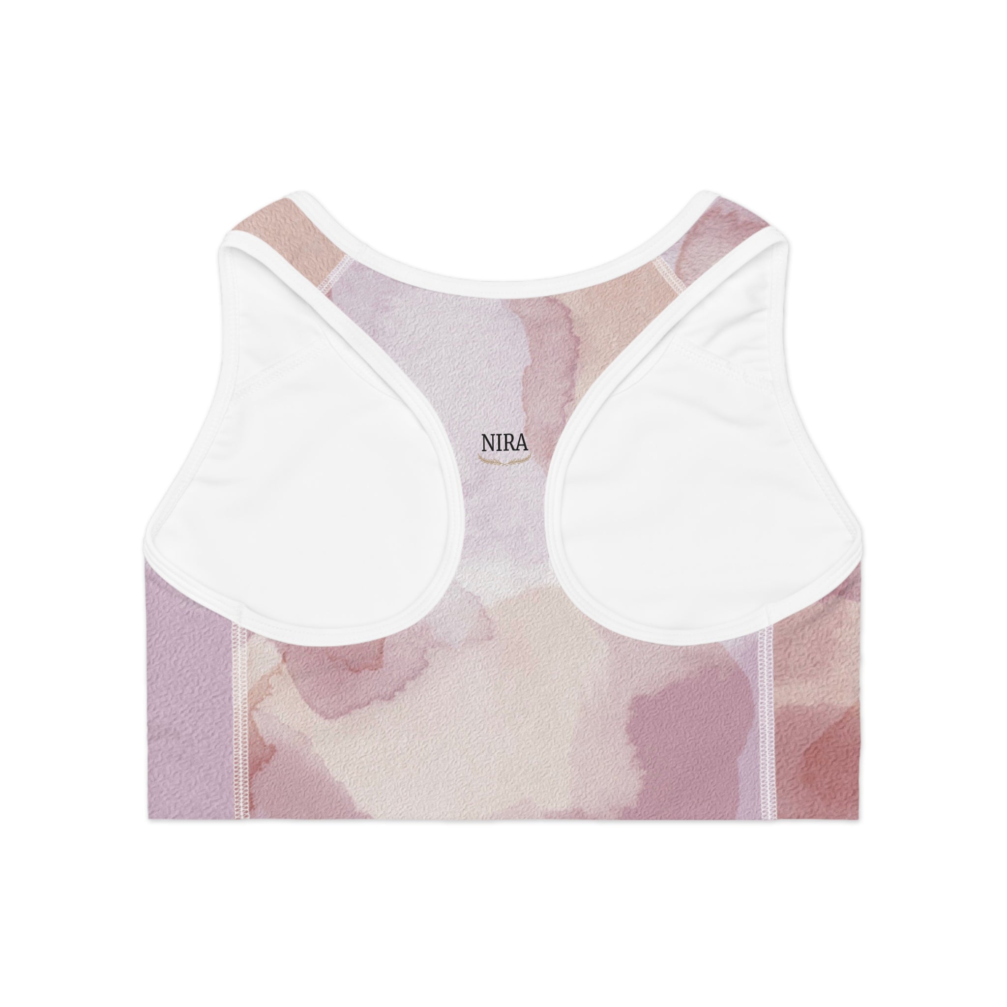 Sports Bra with Elegant Watercolor Design, Athletic Crop Top, Workout Top, Exercise Bra, Fitness Apparel, Gift for Active Women