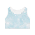 Sky Blue Tie-Dye Sports Bra, Activewear Top, Fitness Gear, Yoga Bra, Comfortable Sportswear, Gym Outfit Essential
