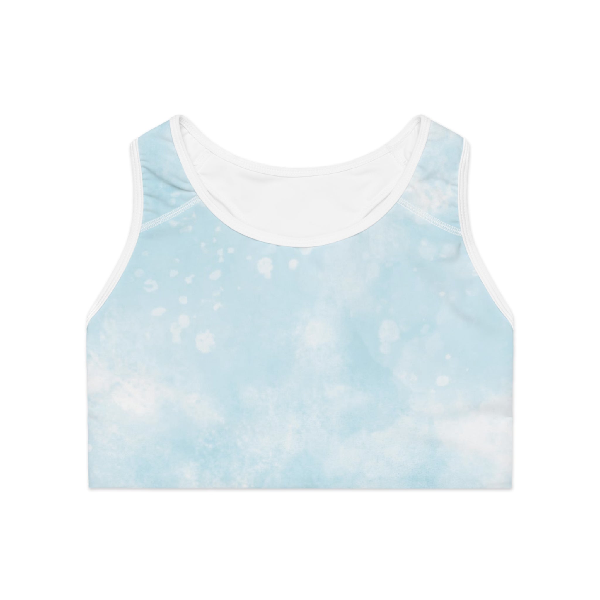 Sky Blue Tie-Dye Sports Bra, Activewear Top, Fitness Gear, Yoga Bra, Comfortable Sportswear, Gym Outfit Essential