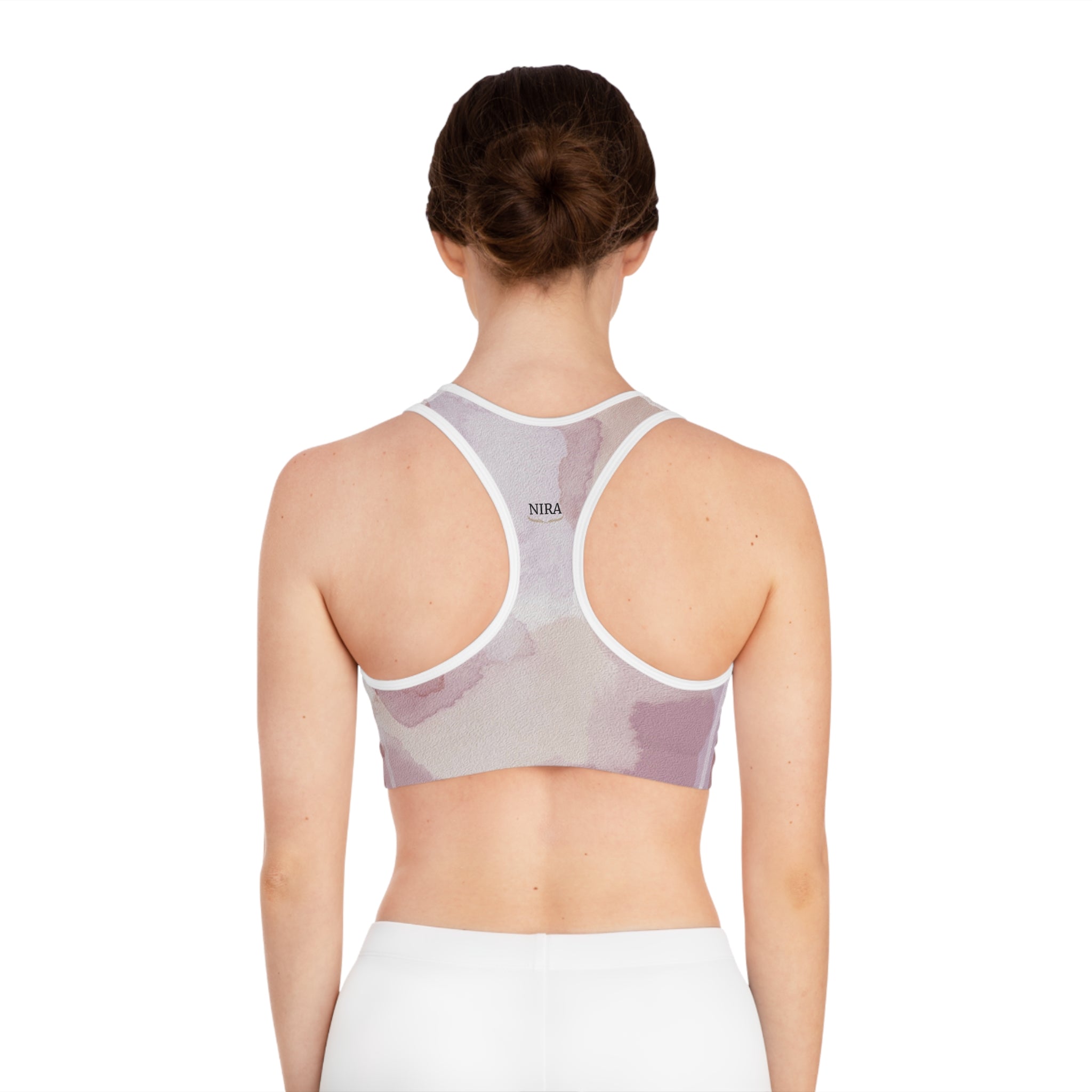 Sports Bra with Elegant Watercolor Design, Athletic Crop Top, Workout Top, Exercise Bra, Fitness Apparel, Gift for Active Women