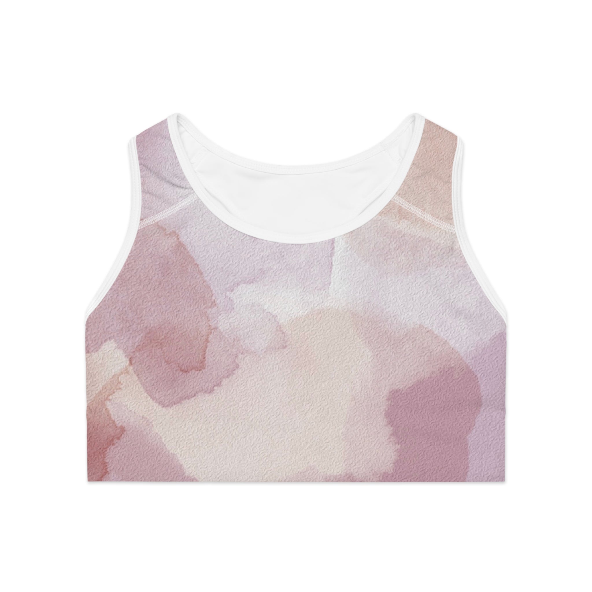 Sports Bra with Elegant Watercolor Design, Athletic Crop Top, Workout Top, Exercise Bra, Fitness Apparel, Gift for Active Women