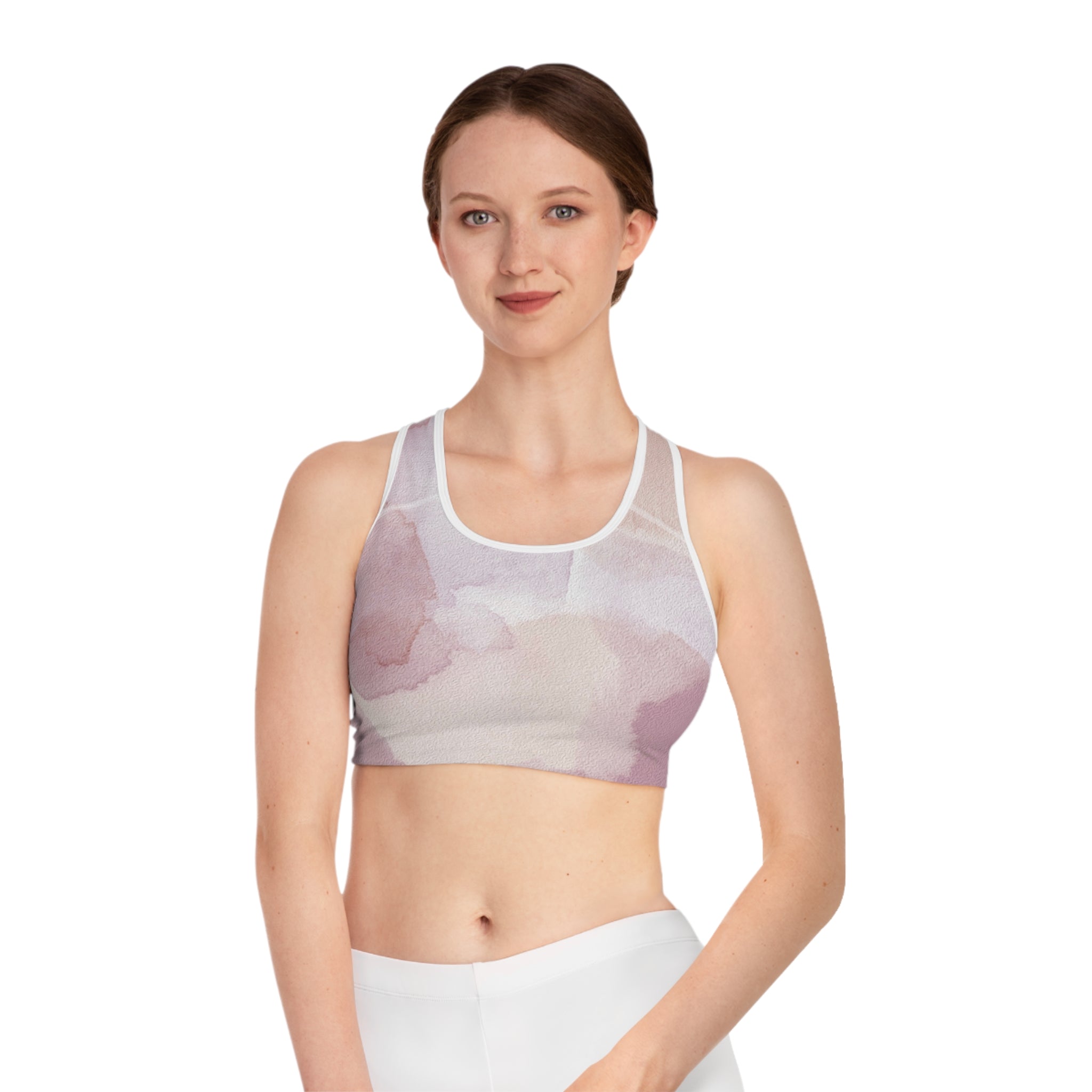 Sports Bra with Elegant Watercolor Design, Athletic Crop Top, Workout Top, Exercise Bra, Fitness Apparel, Gift for Active Women