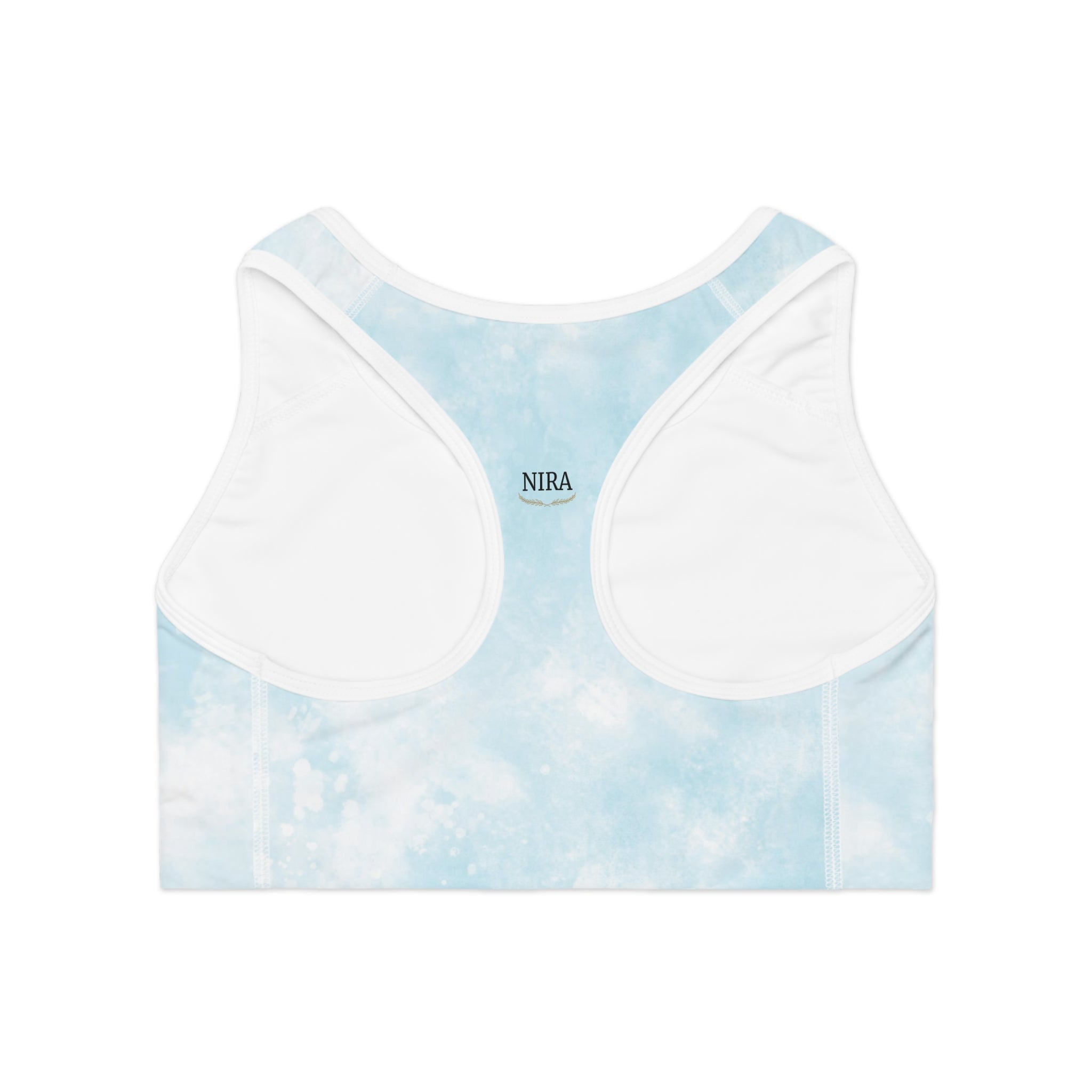 Sky Blue Tie-Dye Sports Bra, Activewear Top, Fitness Gear, Yoga Bra, Comfortable Sportswear, Gym Outfit Essential